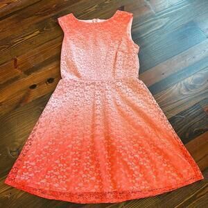 Studio One | Women's Orange Lace Ombré Sleeveless Dress | Size 10 | 0758